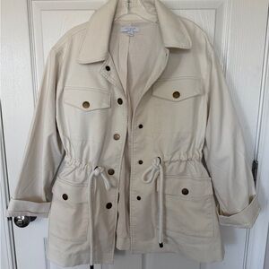Ann Taylor Cream Utility Jacket with Drawstring